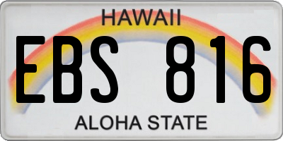HI license plate EBS816