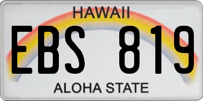 HI license plate EBS819