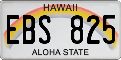 HI license plate EBS825