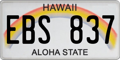 HI license plate EBS837