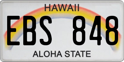 HI license plate EBS848