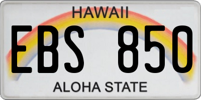 HI license plate EBS850