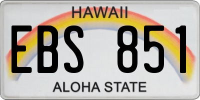 HI license plate EBS851