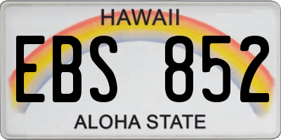 HI license plate EBS852