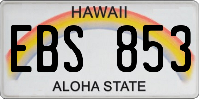 HI license plate EBS853