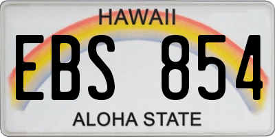 HI license plate EBS854