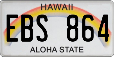 HI license plate EBS864