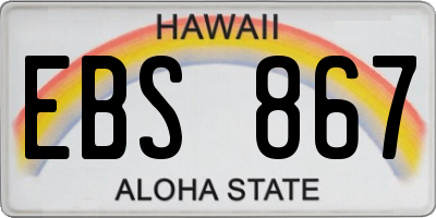 HI license plate EBS867
