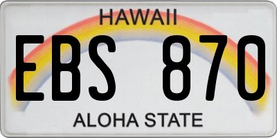 HI license plate EBS870