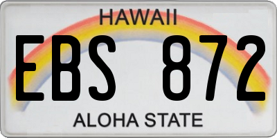 HI license plate EBS872