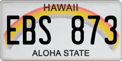 HI license plate EBS873