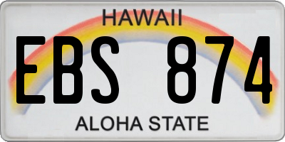 HI license plate EBS874