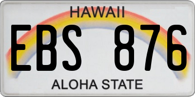 HI license plate EBS876