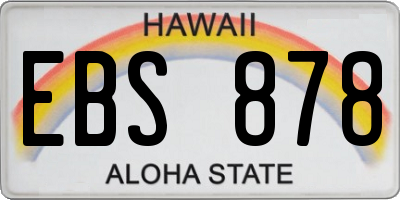 HI license plate EBS878