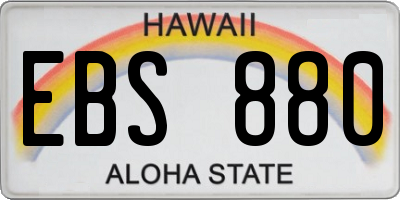 HI license plate EBS880