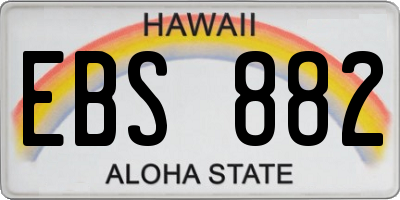 HI license plate EBS882