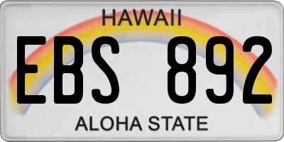 HI license plate EBS892