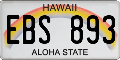HI license plate EBS893