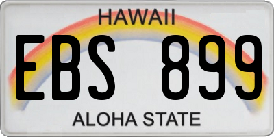 HI license plate EBS899