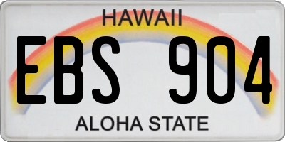 HI license plate EBS904