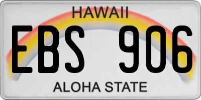HI license plate EBS906