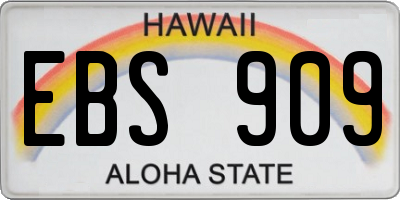 HI license plate EBS909