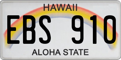 HI license plate EBS910