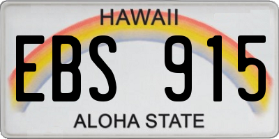 HI license plate EBS915
