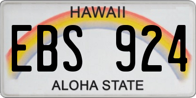 HI license plate EBS924