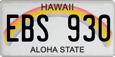 HI license plate EBS930