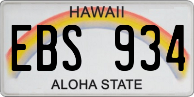 HI license plate EBS934