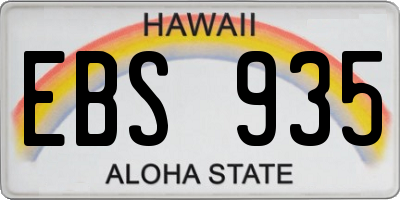 HI license plate EBS935