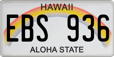 HI license plate EBS936