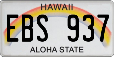 HI license plate EBS937