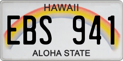 HI license plate EBS941