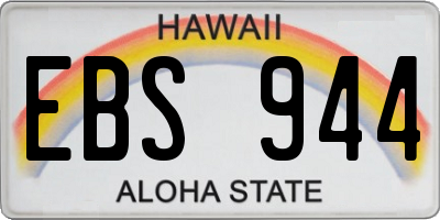 HI license plate EBS944