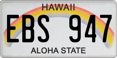 HI license plate EBS947