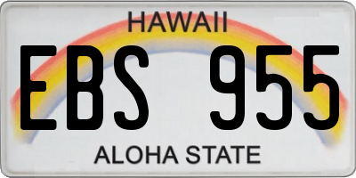 HI license plate EBS955