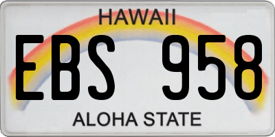 HI license plate EBS958