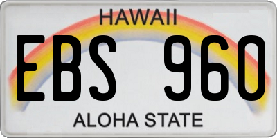 HI license plate EBS960