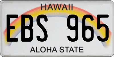 HI license plate EBS965