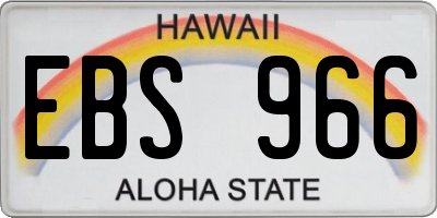 HI license plate EBS966