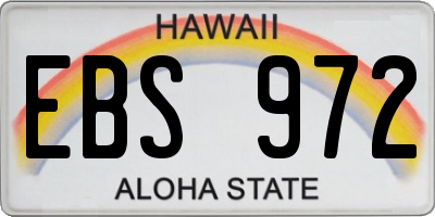 HI license plate EBS972