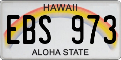 HI license plate EBS973