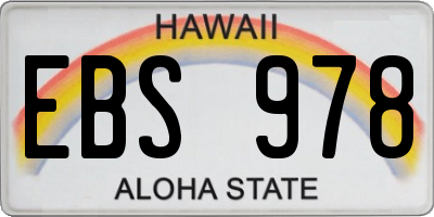 HI license plate EBS978