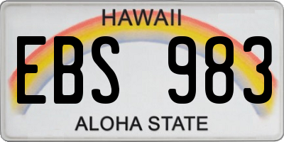 HI license plate EBS983