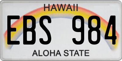 HI license plate EBS984