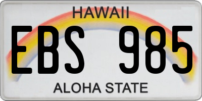 HI license plate EBS985