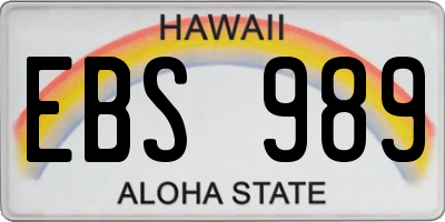 HI license plate EBS989