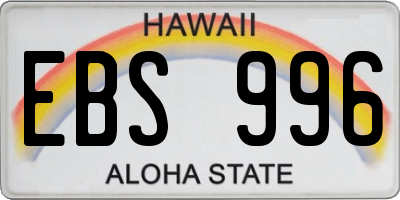 HI license plate EBS996
